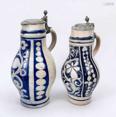 Two Westerwald stoneware jugs with