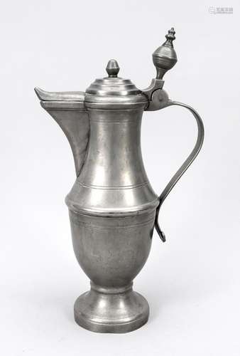 Large beak jug, dated 1776, pewter