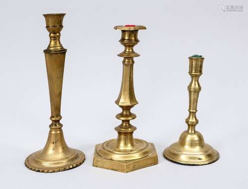 Three candlesticks, 19th century,