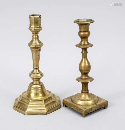 Two baroque candlesticks, 18th cen