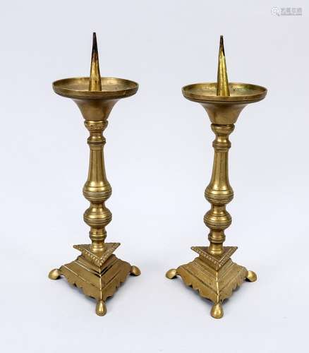 Pair of triangular table candlesti