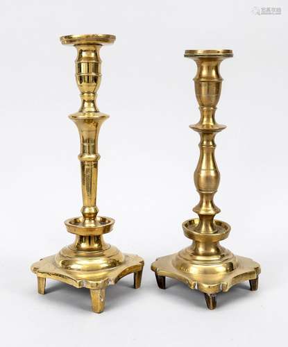 Two baroque candlesticks, 18th cen