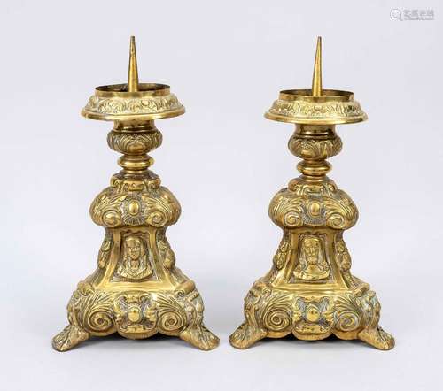 Pair of triangular table candlesti