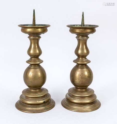 Pair of heavy baroque altar candle