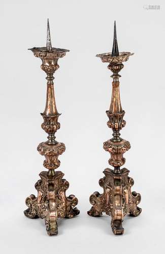 Pair of tall baroque table candles