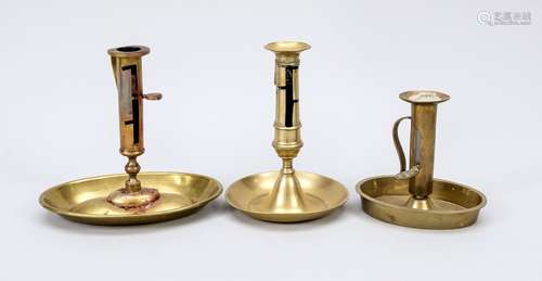 Three one-handed candlesticks, 19t