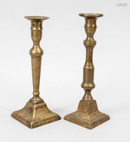 Two baroque candlesticks, 18th cen