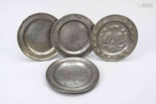 4 plates, 18th/19th century, pewte