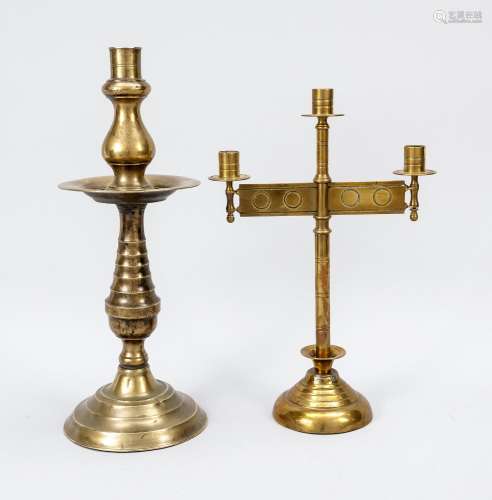 Two candlesticks, 19th century, br