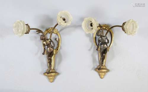 Pair of figural wall lamps, 19th/2