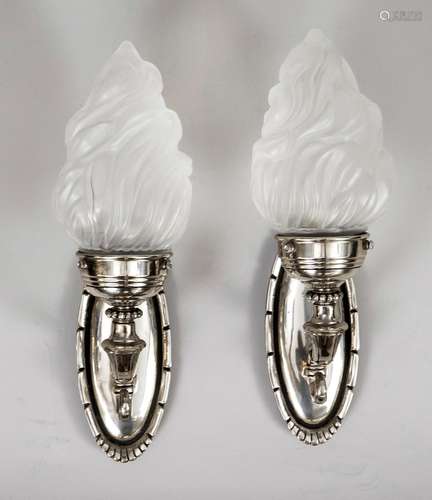 Pair of wall lamps, 20th c., chrom