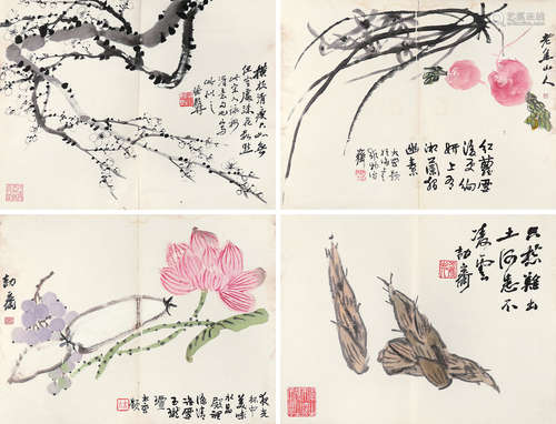 近代武曾保（1867-1945）花卉册页十七开