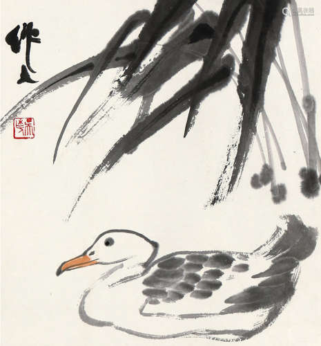现代吴作人（1908-1997）花鸟立轴