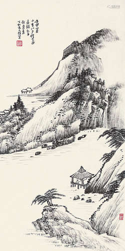 近代萧俊贤（1865-1948）山水立轴