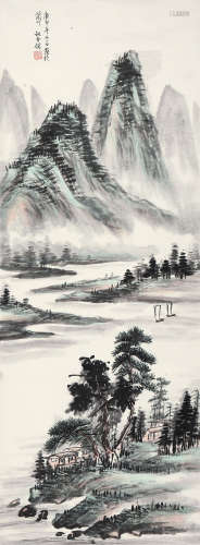 现代姚金偁（1911-2004）山水立轴