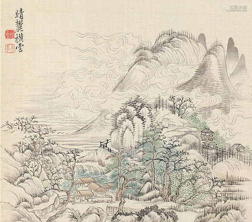 清代恽寿平（1633-1690）绢本山水镜片