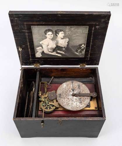 Perforated disc music box, end of