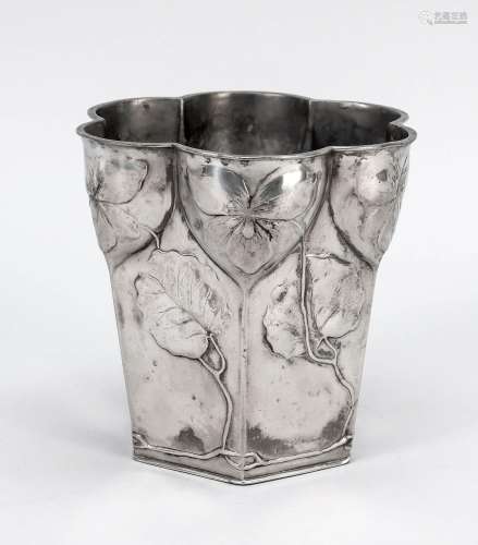 Drip/vase, c. 1900, pewter, hexago