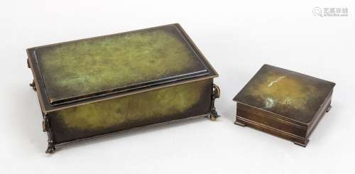 2 caskets, 20th century, patinated
