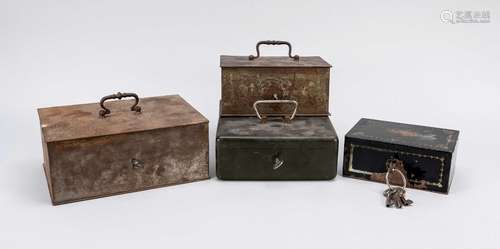 4 money boxes, around 1900, iron/s