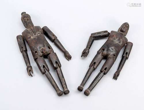 Pair of chinese jointed dolls, mal