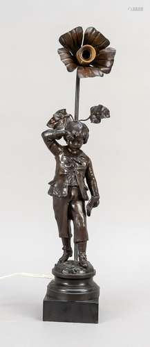 Figural lamp, 20th century, bronze