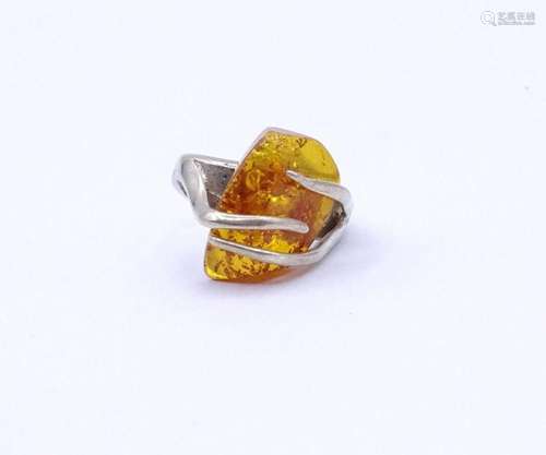 SILBER RING MIT BERNSTEIN, STERLING SILBER 0.925, 6,7G., RG ...