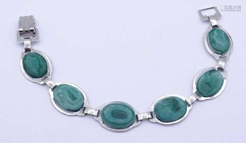 835ER SILBER ARMBAND MIT MALACHIT CABOCHONS