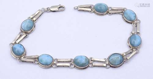 925ER SILBER ARMBAND MIT 8 LARIMAR CABOCHONS, L. 22,5CM, 14,...