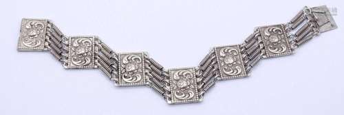 SILBER ARMBAND MIT ROSENMUSTER, L. 19CM, 42,7G.