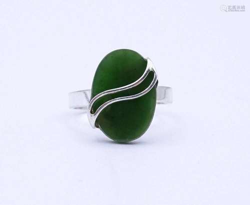 SILBER RING MIT JADE, STERLING SILBER 0.925