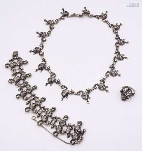 BLACHIAN BAS SCHMUCKSET,SILBER 0.925, HALSKETTE, ARMBAND UND...