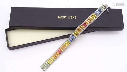 HARRY IVENS ARMBAND MIT MULTICOLOR SAPHIRE, STERLING SILBER ...