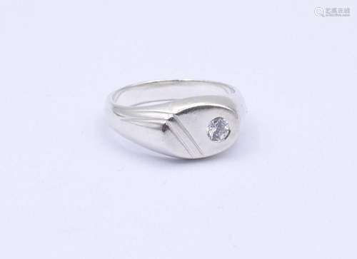 SILBER RING MIT EINEN RUND FACC. KLAREN STEIN, STERLING SILB...