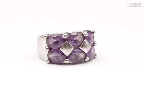 SILBER RING MIT AMETHYSTE, 10,4G., RG 59, STERLING SILBER