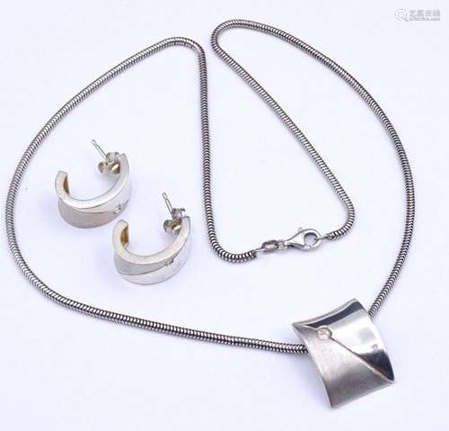 SCHMUCKSET, STERLING SILBER 0.925, HALSKETTE MIT ANHÄNGER UN...