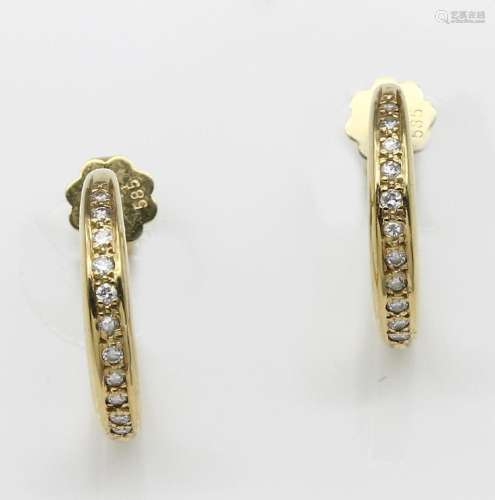 Pair of 14 kt gold brilliant-ear hoops