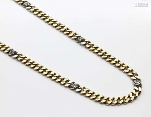 14 kt gold diamond-flat curb necklace
