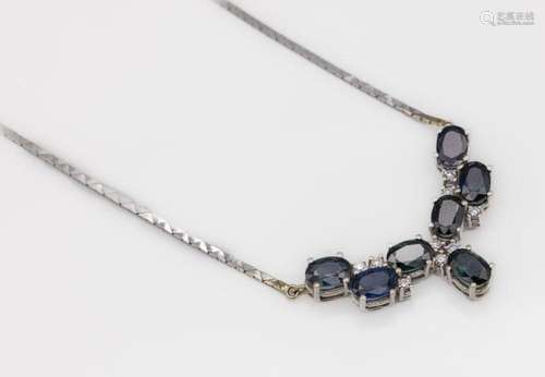 14 kt gold sapphire-diamond-necklace