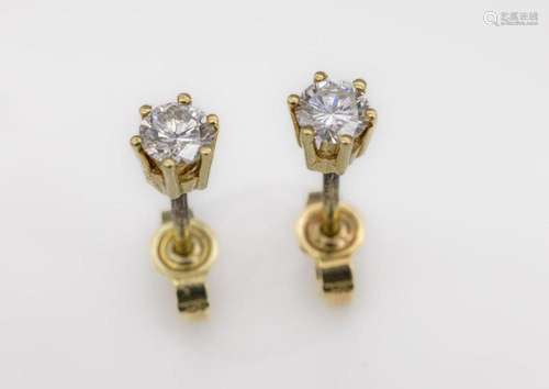 Pair of 14 kt gold brilliant-earrings