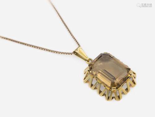 14 kt gold smoky quartz-pendant