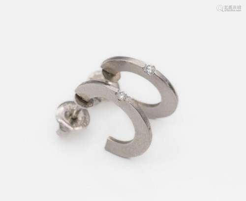 Pair of platinum brilliant-earrings