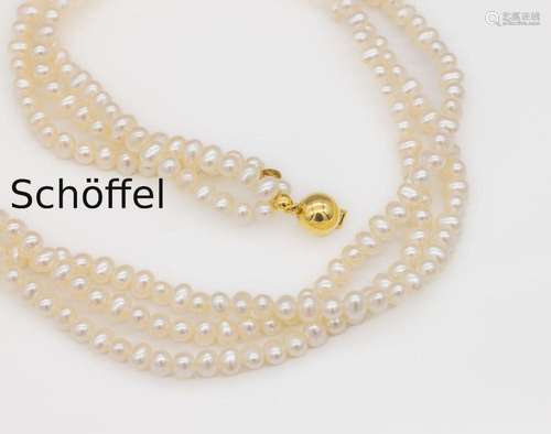 3-reihige SCHÖFFEL necklace with cultured fresh water pearls