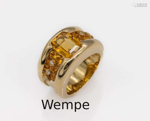 18 kt gold WEMPE citrine-diamond-ring