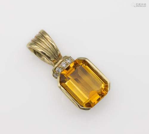 14 kt gold citrine-brilliant-pendant