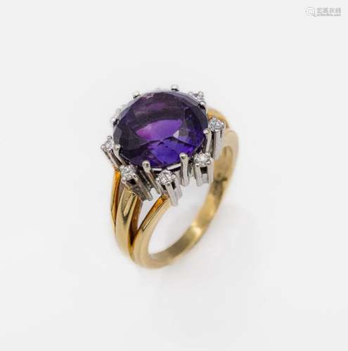 14 kt gold amethyst-brilliant-ring