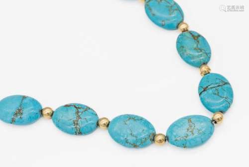 14 kt gold turquoise-necklace