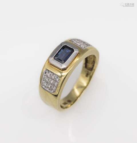 14 kt gold sapphire-brilliant-ring