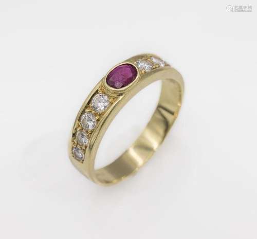 14 kt gold ruby-brilliant-ring