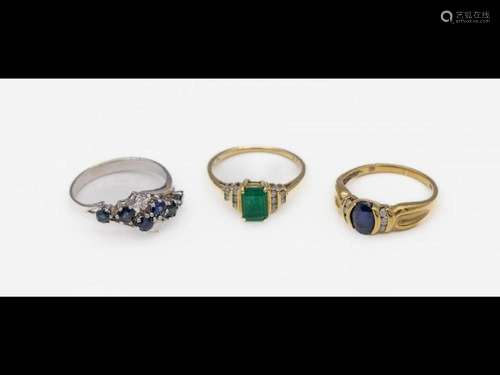 Lot 3 coloured stone-rings